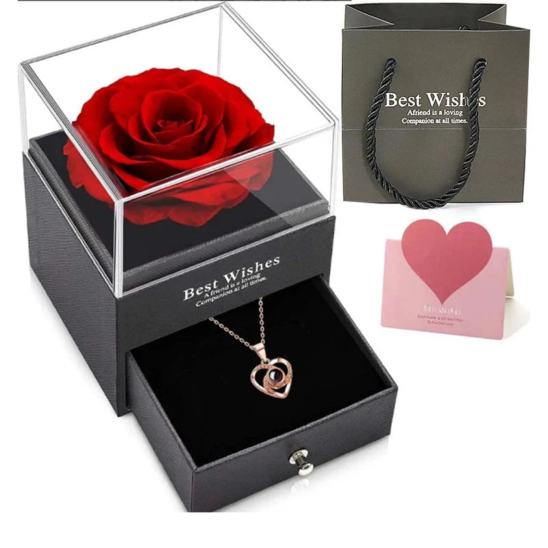 Flower Gift Box With Necklace