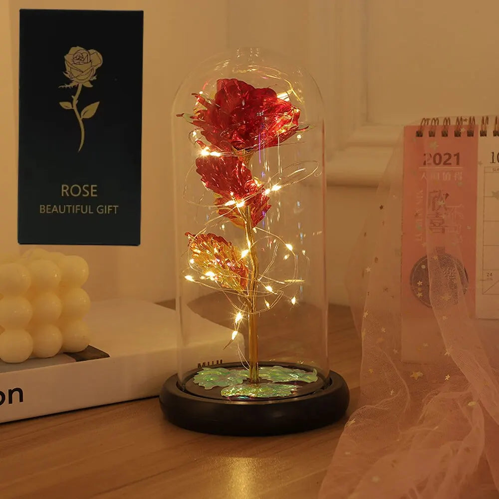 Beauty and the Beast Rose With LED